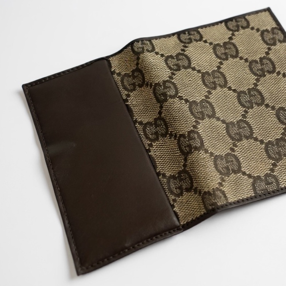 Gucci GG Monogram Wallet Brown Canvas Leather Vintage Authentic - Picture 11 of 11